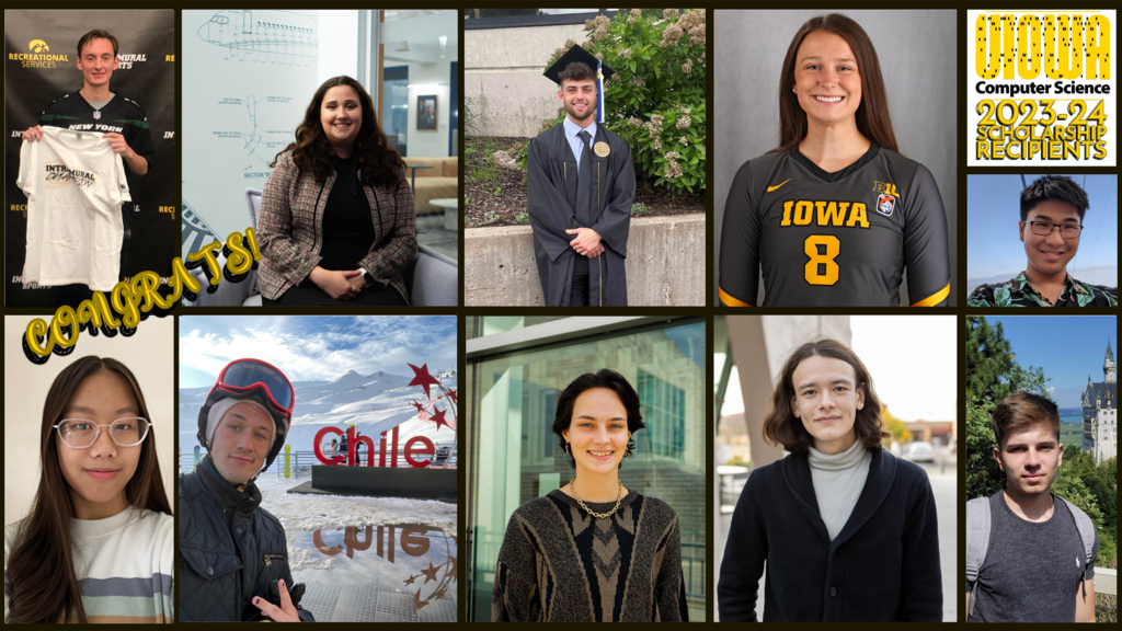 Collage of 2023-24 UIowaCS Scholarship Recipients